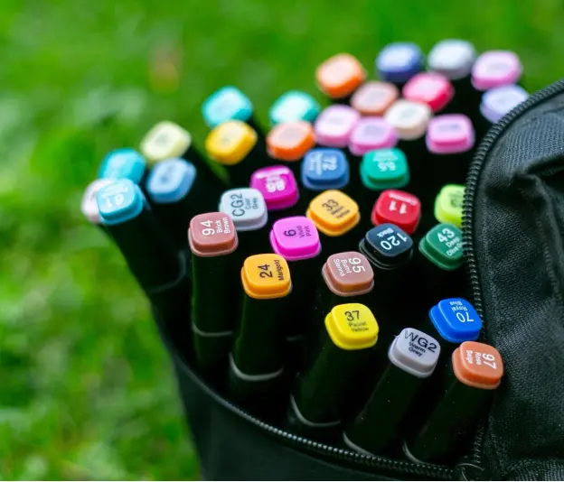 Image of a bag of colorful art markers